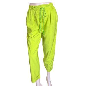 French Pants Womens P Green Drawstring Waist Relaxed Cropped